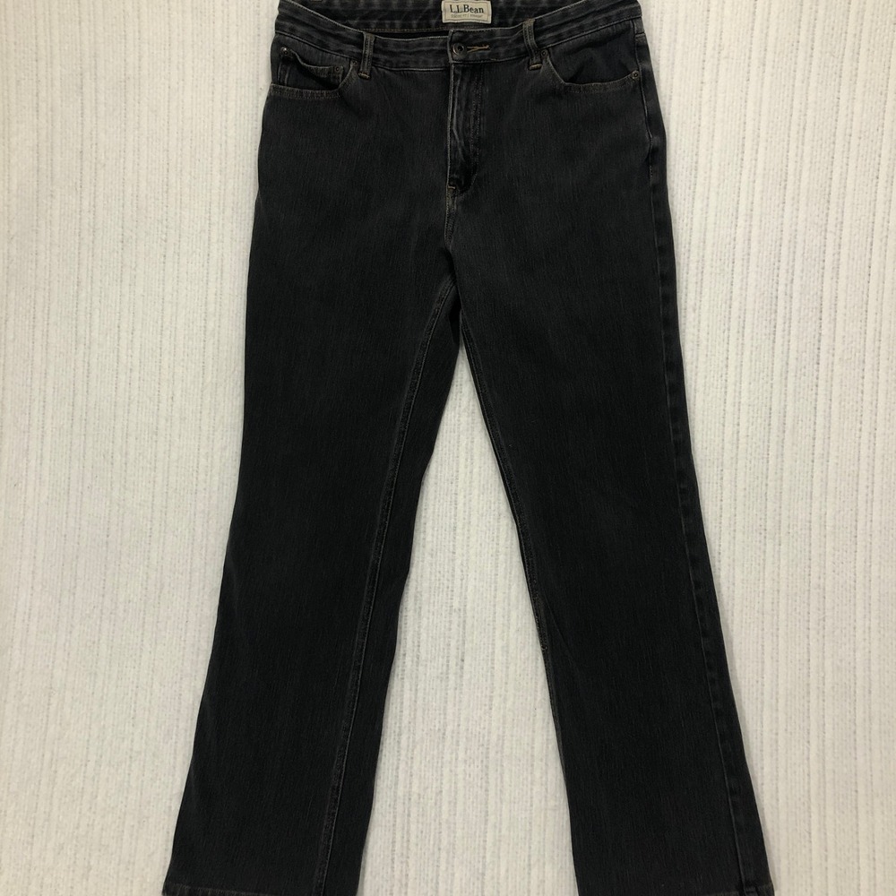 LL Bean Classic Fit Straight Leg Jeans Womens Faded Black Denim 32x30